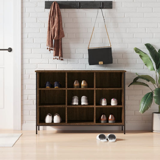 Étagère à chaussures aspect chêne marron 100x35x70 cm en bois