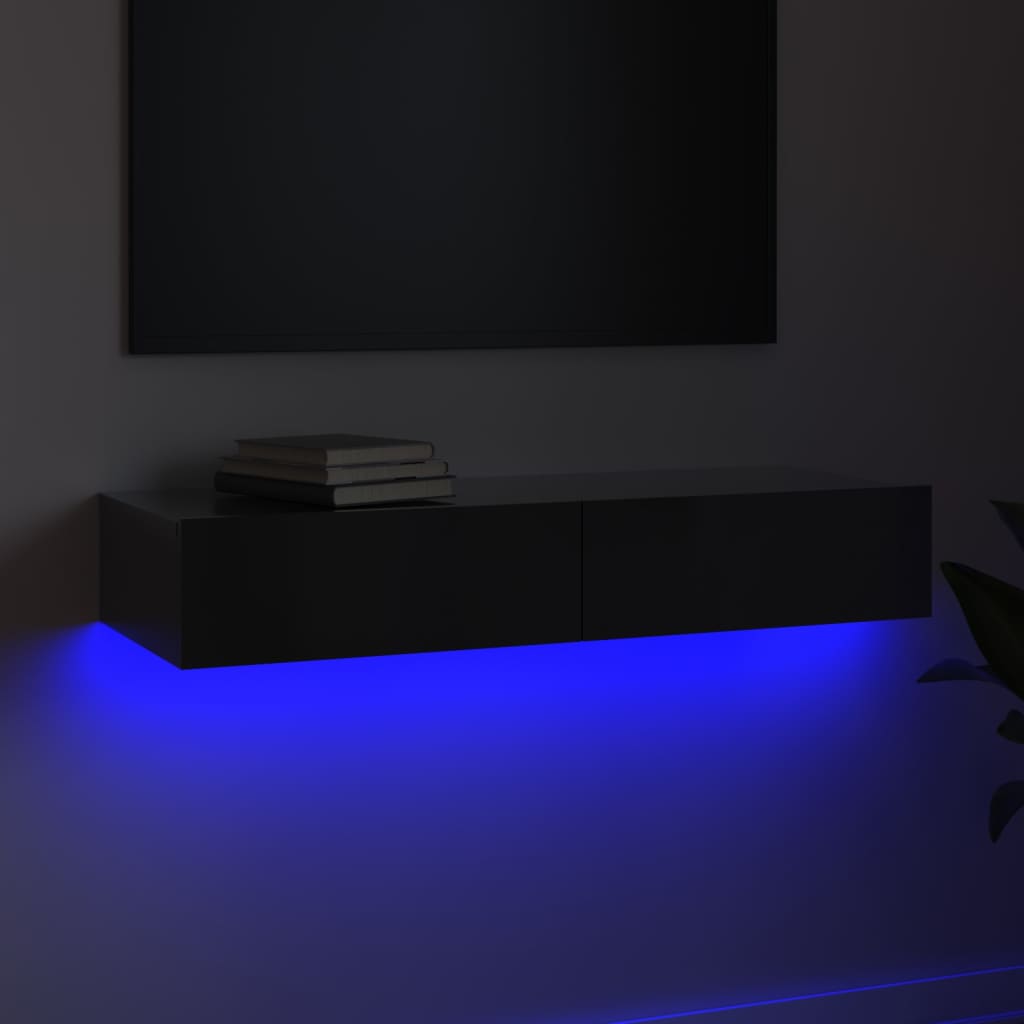 TV-Schrank mit LED-Leuchten Hochglanz-Grau 90x35x15,5 cm