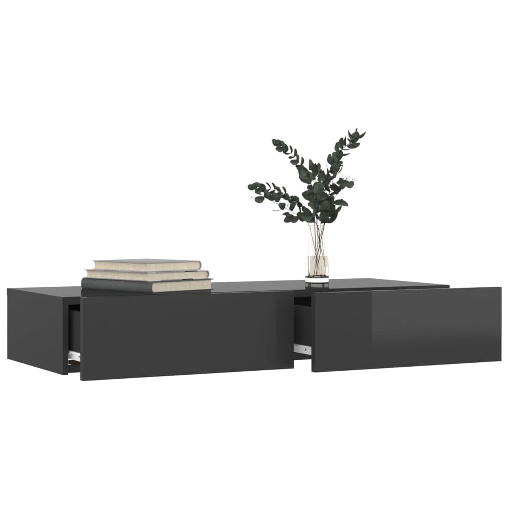 TV-Schrank mit LED-Leuchten Hochglanz-Grau 90x35x15,5 cm