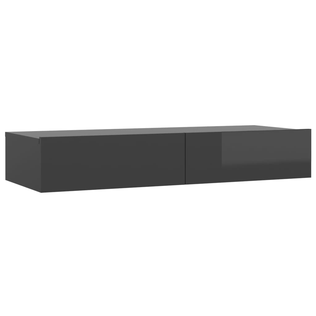 TV-Schrank mit LED-Leuchten Hochglanz-Grau 90x35x15,5 cm