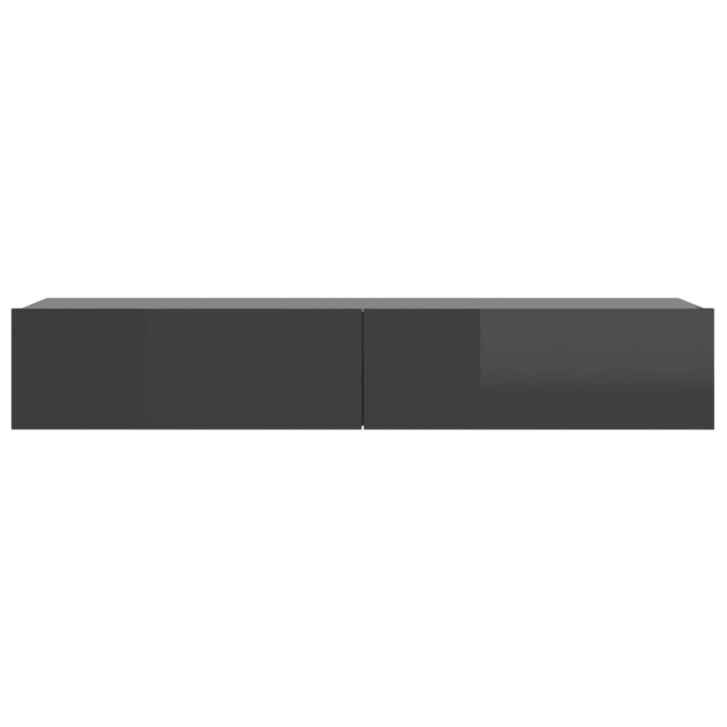 TV-Schrank mit LED-Leuchten Hochglanz-Grau 90x35x15,5 cm