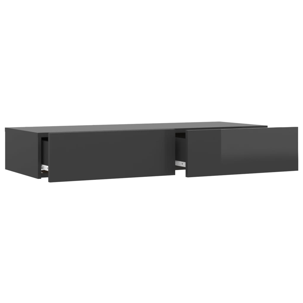 TV-Schrank mit LED-Leuchten Hochglanz-Grau 90x35x15,5 cm