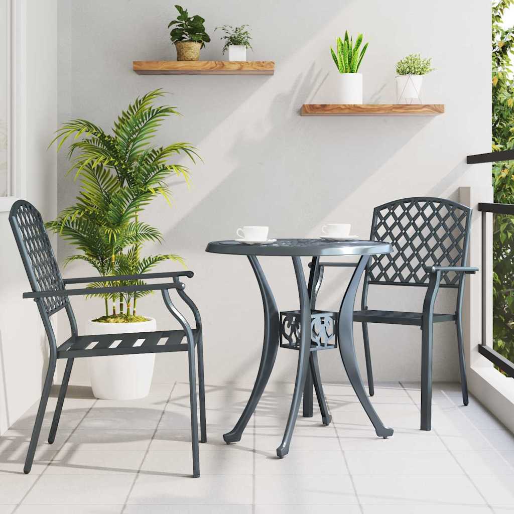 Gartenstuhl 2 stk. Anthrazit Stahl