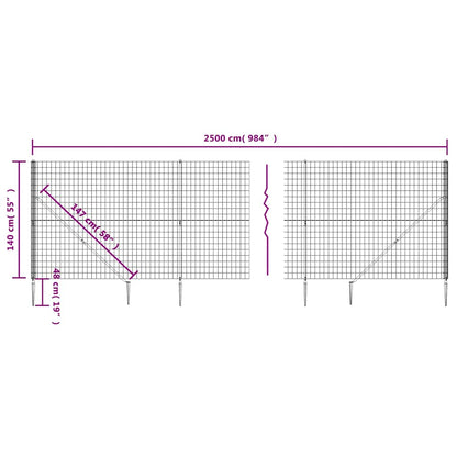 Maschendrahtzaun mit Bodenhülsen Anthrazit 1,4x25 m