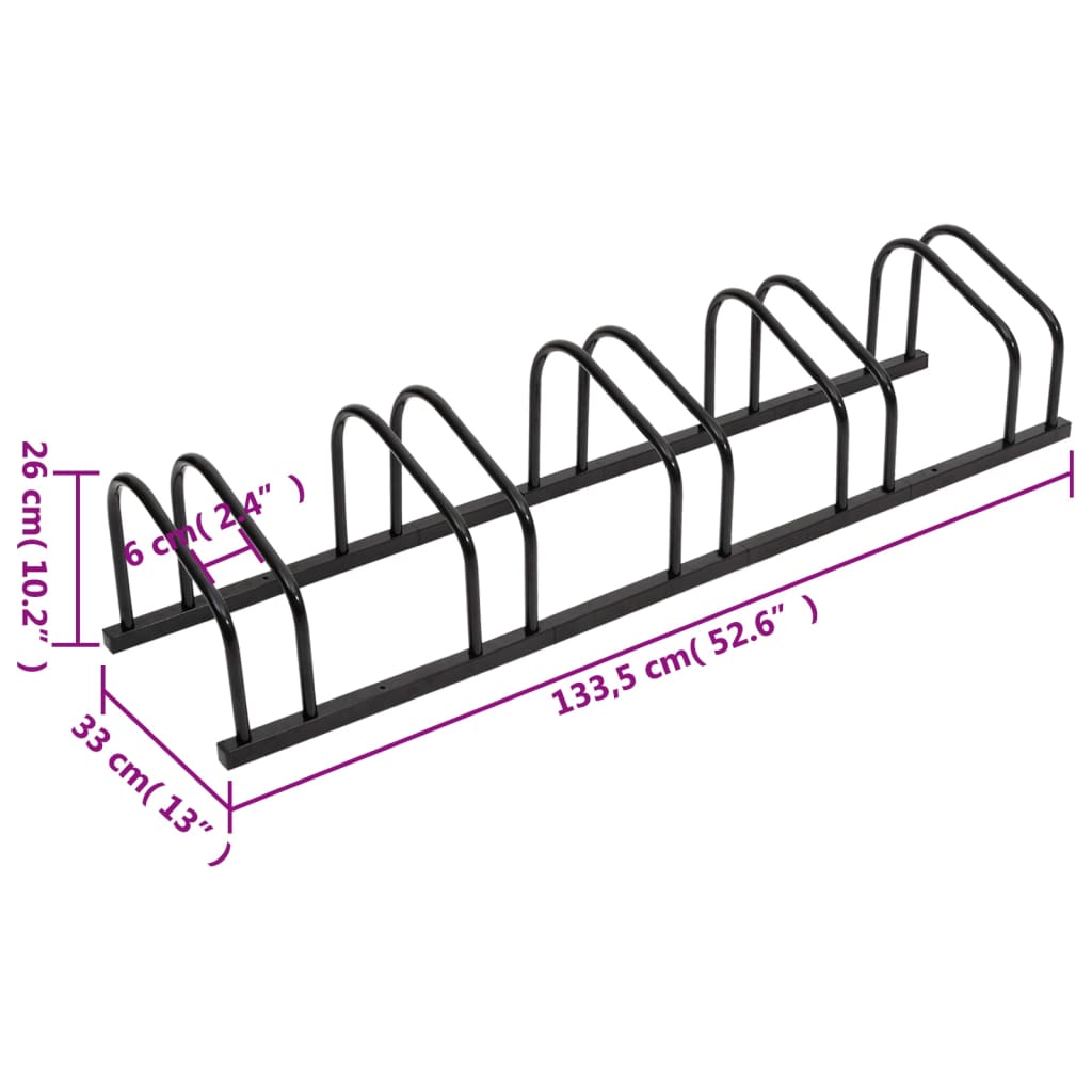 Fahrradständer für 5 Fahrräder Schwarz Stahl