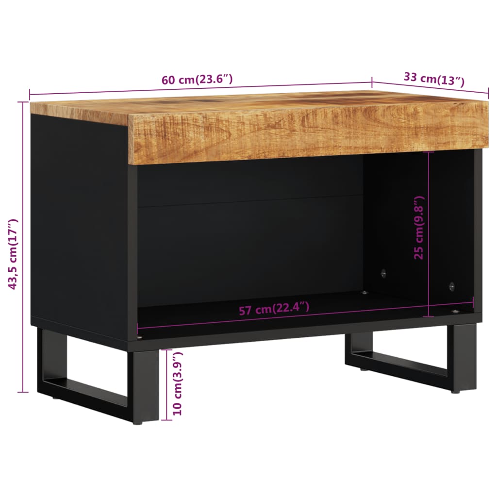 TV-Schrank 60x33x43,5 cm Massivholz Mango