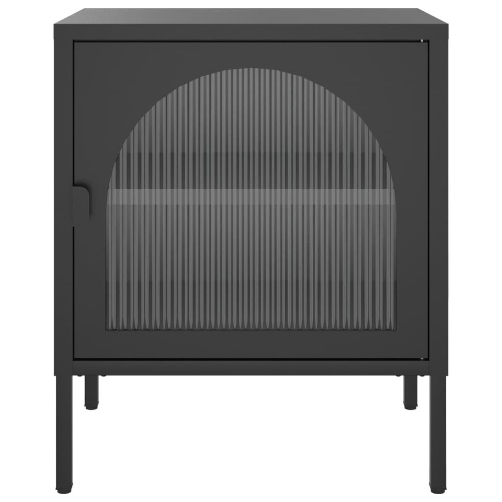 Bedside table black 50x35x60 cm glass and steel