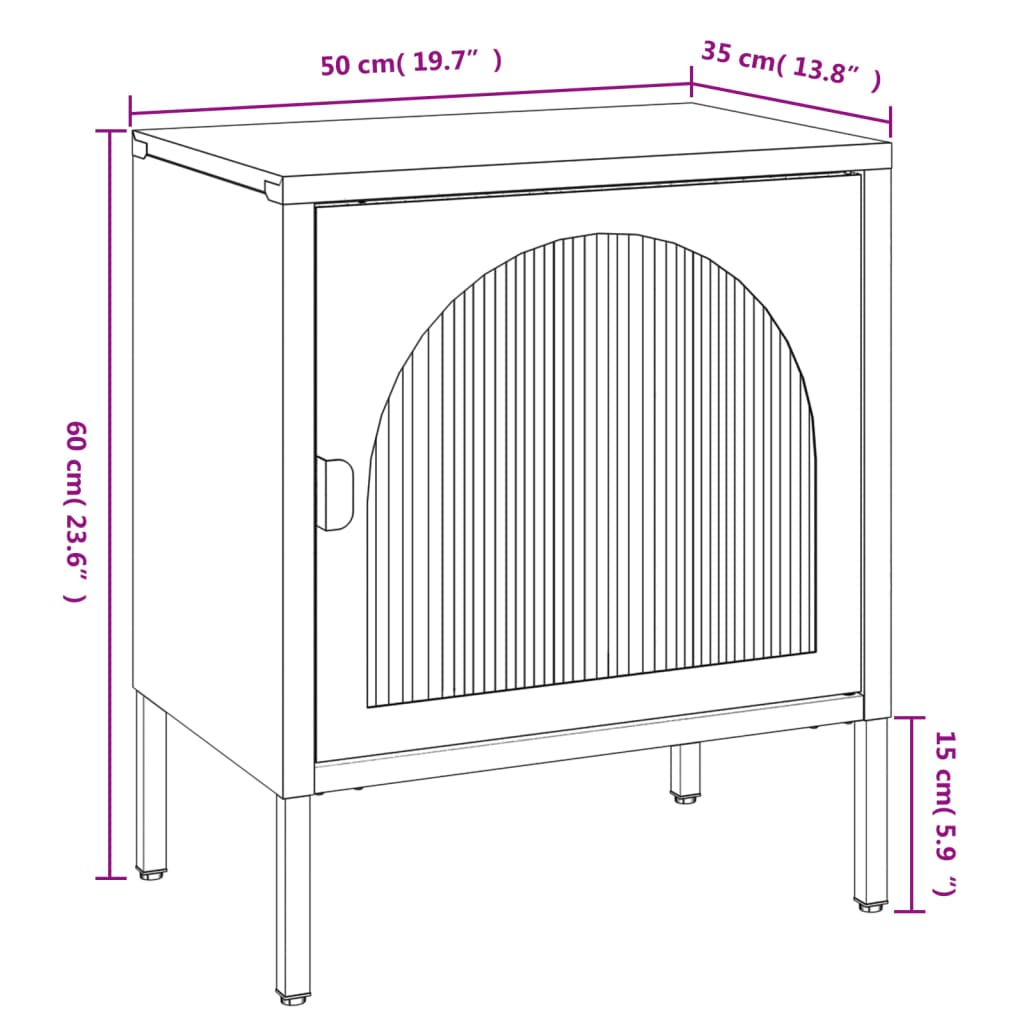Bedside table black 50x35x60 cm glass and steel
