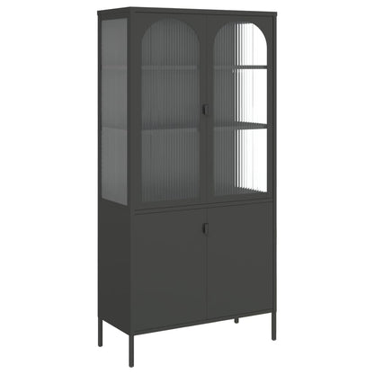 Highboard Schwarz 90x40x180 cm Glas und Stahl