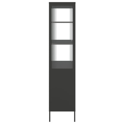 Highboard Schwarz 90x40x180 cm Glas und Stahl
