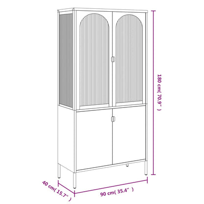 Highboard Schwarz 90x40x180 cm Glas und Stahl