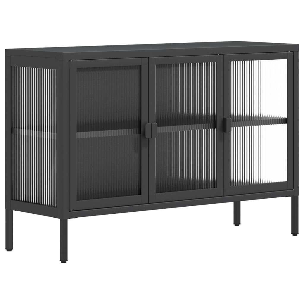 Sideboard Schwarz 105x35x70 cm Glas und Stahl