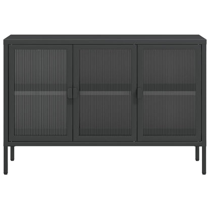 Sideboard Schwarz 105x35x70 cm Glas und Stahl