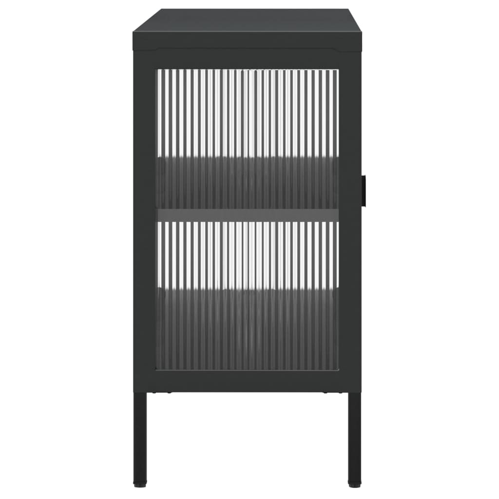 Sideboard Schwarz 105x35x70 cm Glas und Stahl