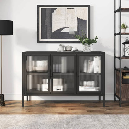 Sideboard Schwarz 105x35x70 cm Glas und Stahl