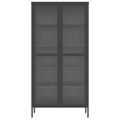 Highboard Schwarz 85x40x180 cm Glas und Stahl
