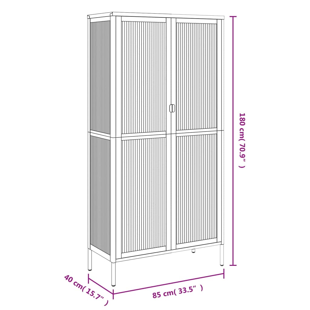 Highboard Schwarz 85x40x180 cm Glas und Stahl