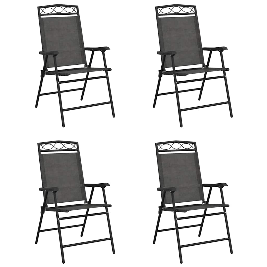 Klappstühle, 4 Stück, meliertes Grau, Stahl und Textilene