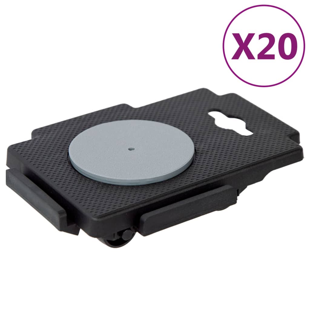 Transportroller mit 8 Rollen 20 Stk Schwarz Polypropylen 150 kg