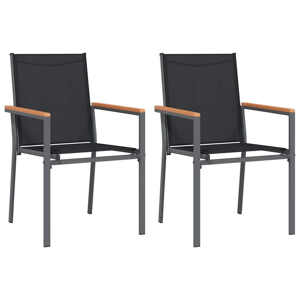 Gartenstühle 2 Stk. Schwarz 55x61,5x90 cm Textilene und Stahl
