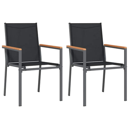 Gartenstühle 2 Stk. Schwarz 55x61,5x90 cm Textilene und Stahl