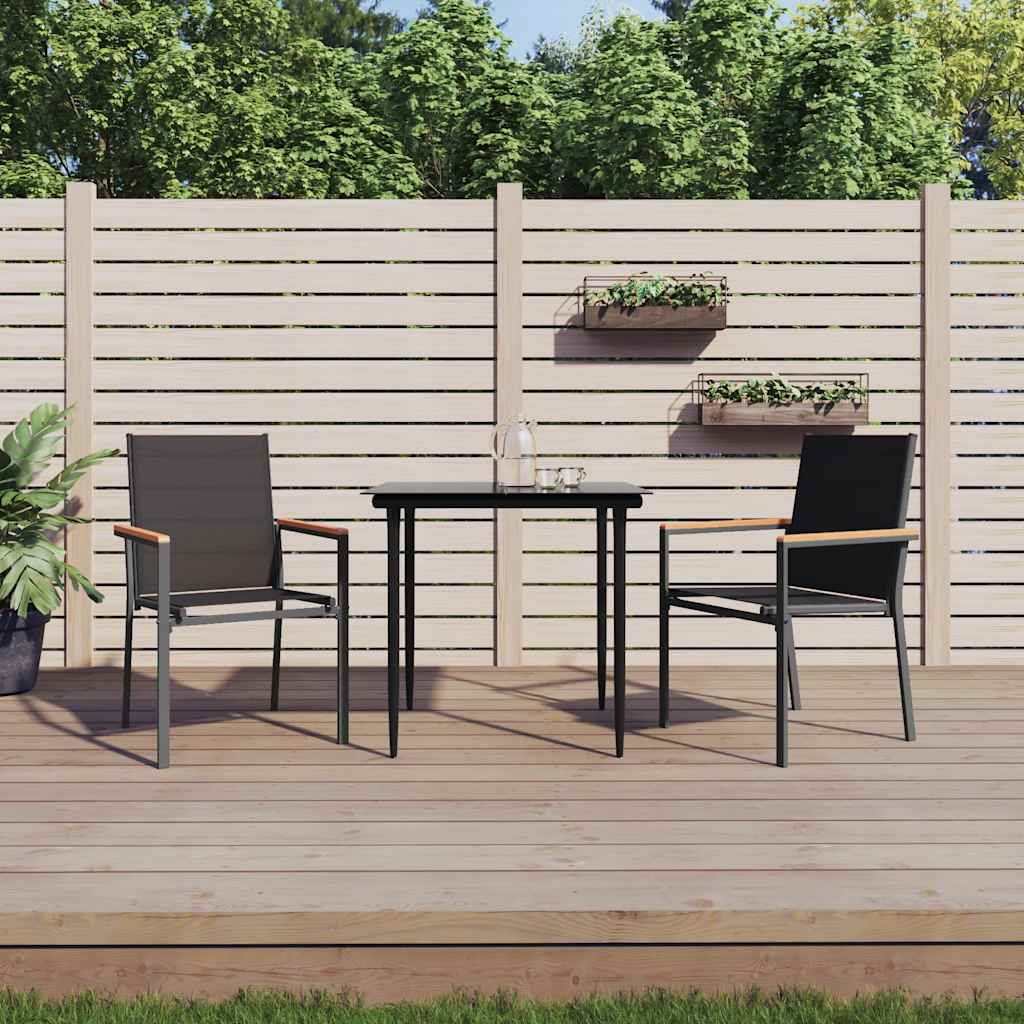 Gartenstühle 2 Stk. Schwarz 55x61,5x90 cm Textilene und Stahl