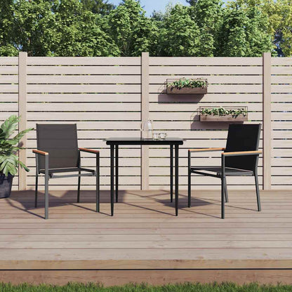 Gartenstühle 2 Stk. Schwarz 55x61,5x90 cm Textilene und Stahl