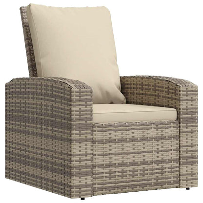 Gartensessel Verstellbar mit Kissen Hellbraun Poly Rattan