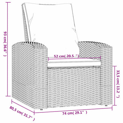 Gartensessel Verstellbar mit Kissen Hellbraun Poly Rattan