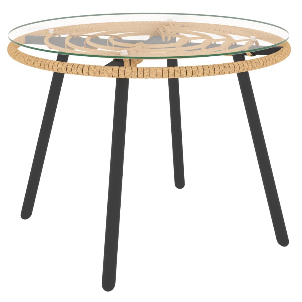 3-tlg. Garten-Lounge-Set mit Kissen Beige Poly Rattan