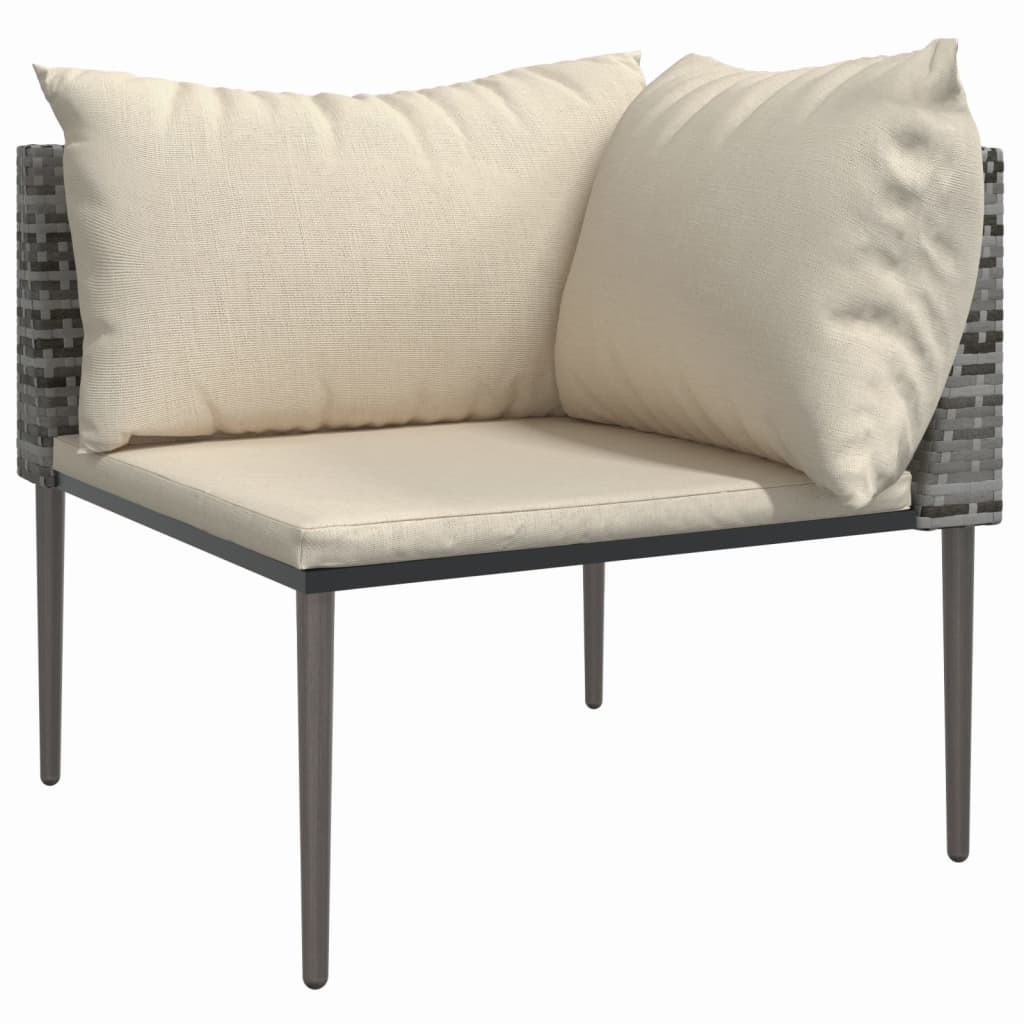 Garten-Ecksofas mit Kissen 2 Stk. Grau Poly Rattan