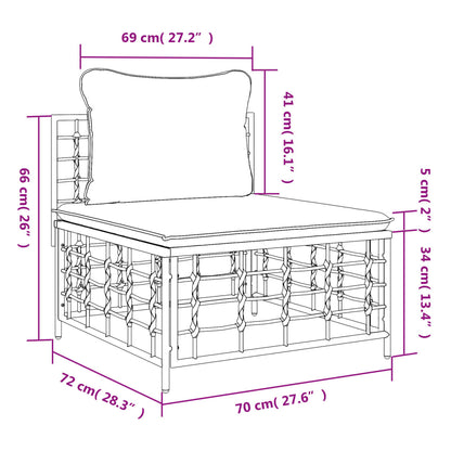 Garten-Mittelsofa mit Dunkelgrauen Kissen Poly Rattan