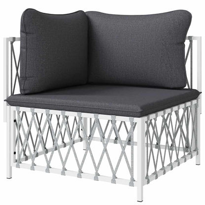 Garten-Ecksofa mit Kissen Weiß Gewebe
