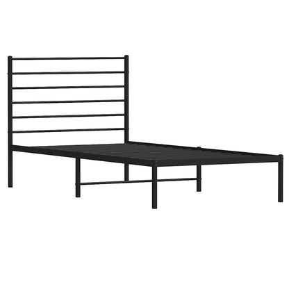 Bettgestell mit Kopfteil Metall Schwarz 75x190 cm