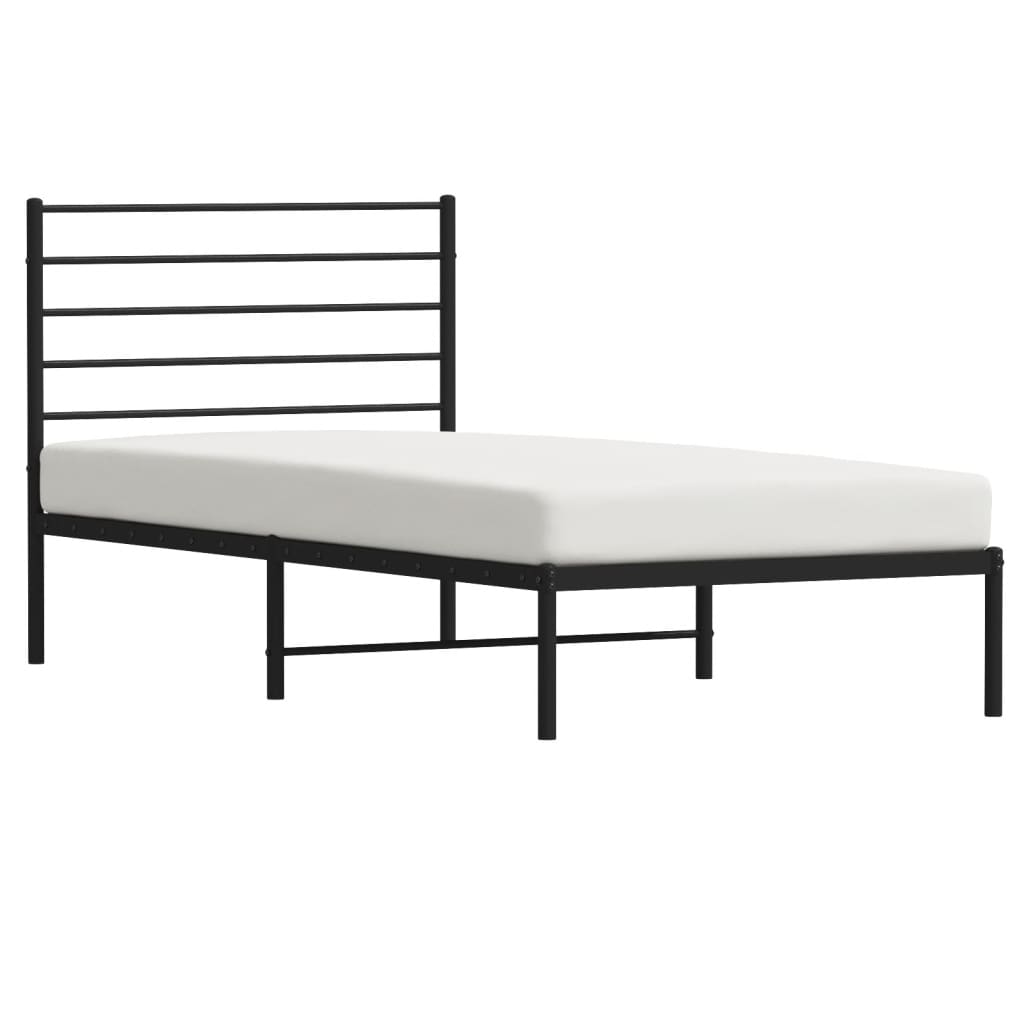 Bed frame with headboard metal black 80x200 cm