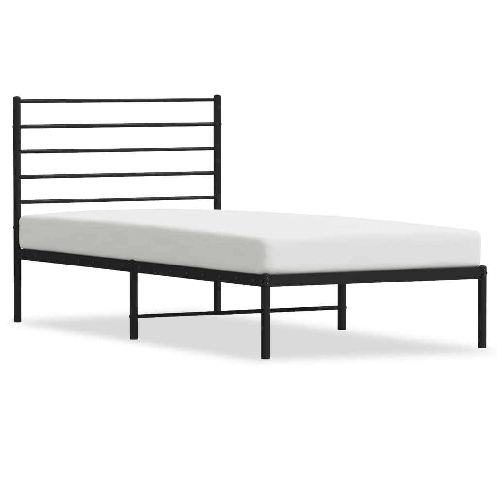 Bed frame with headboard metal black 90x190 cm