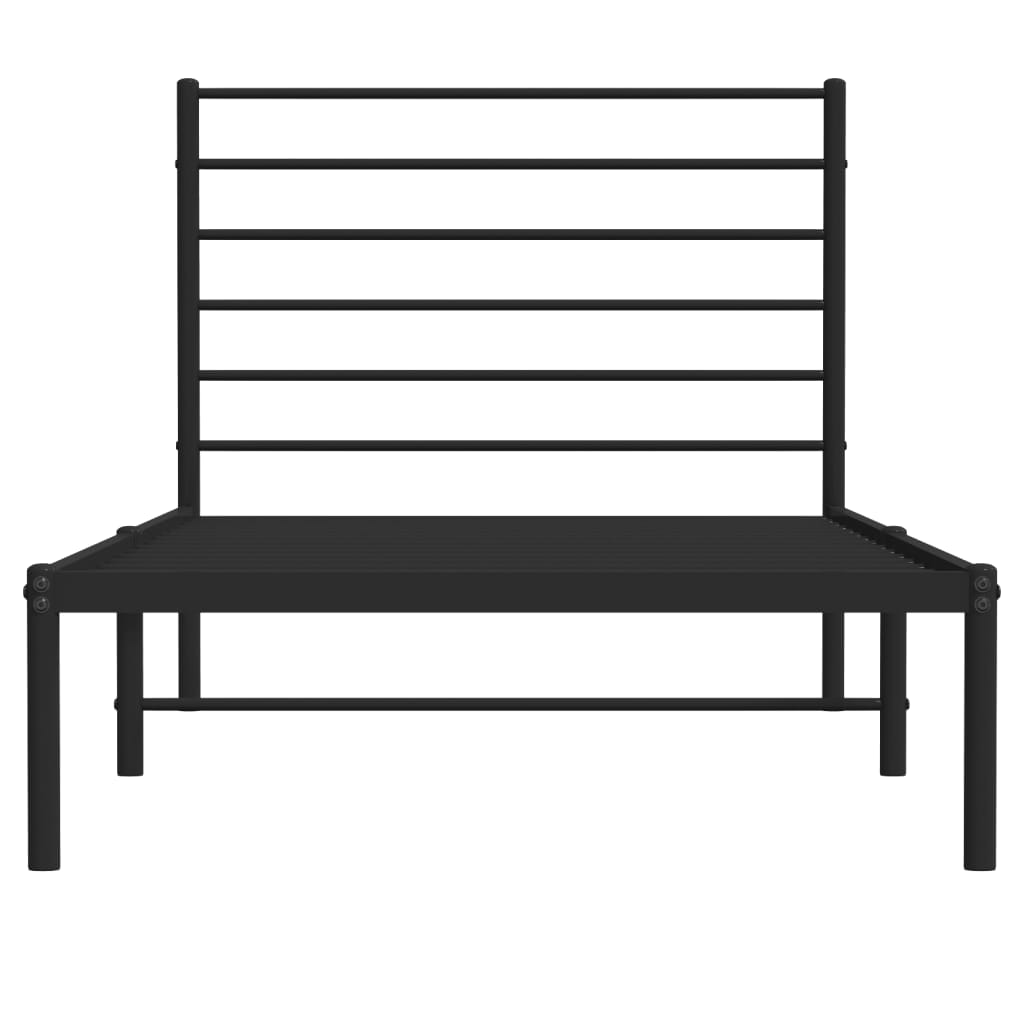 Bed frame with headboard metal black 90x190 cm