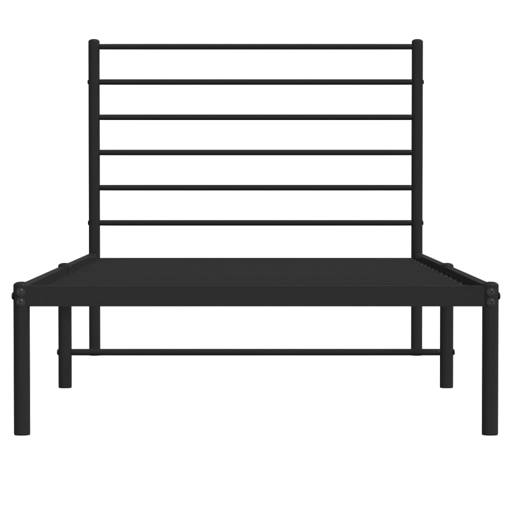 Bed frame with headboard metal black 90x200 cm