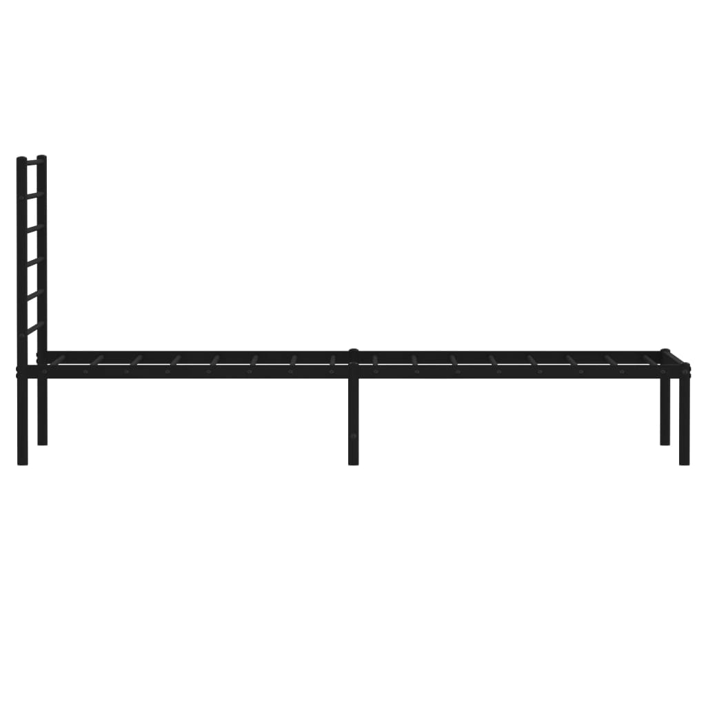 Bed frame with headboard metal black 90x200 cm