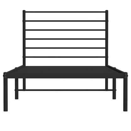 Bettgestell mit Kopfteil Metall Schwarz 100x190 cm