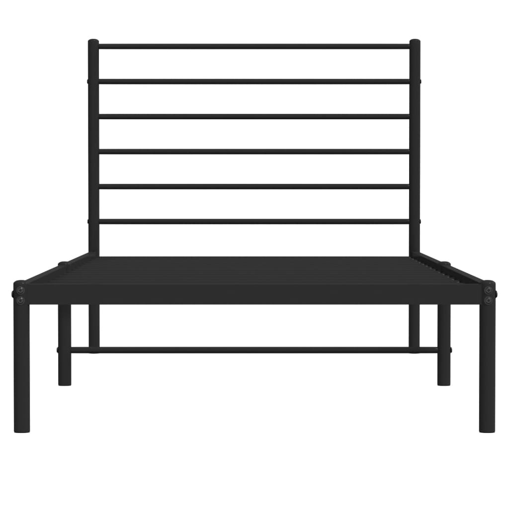 Bed frame with headboard metal black 107x203 cm