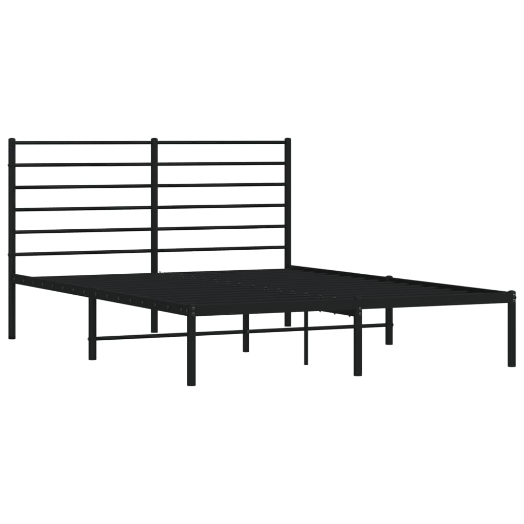 Bed frame with headboard metal black 120x200 cm