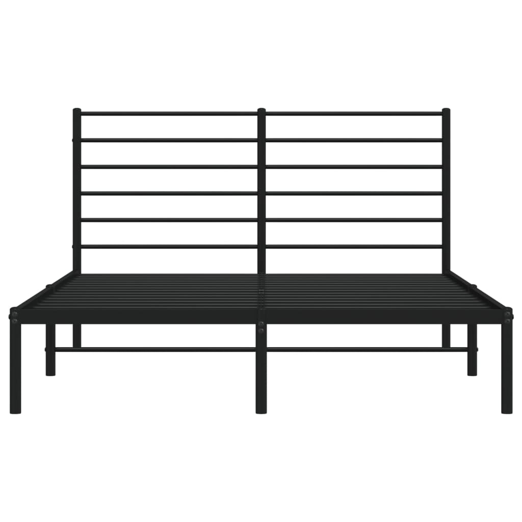 Bed frame with headboard metal black 120x200 cm