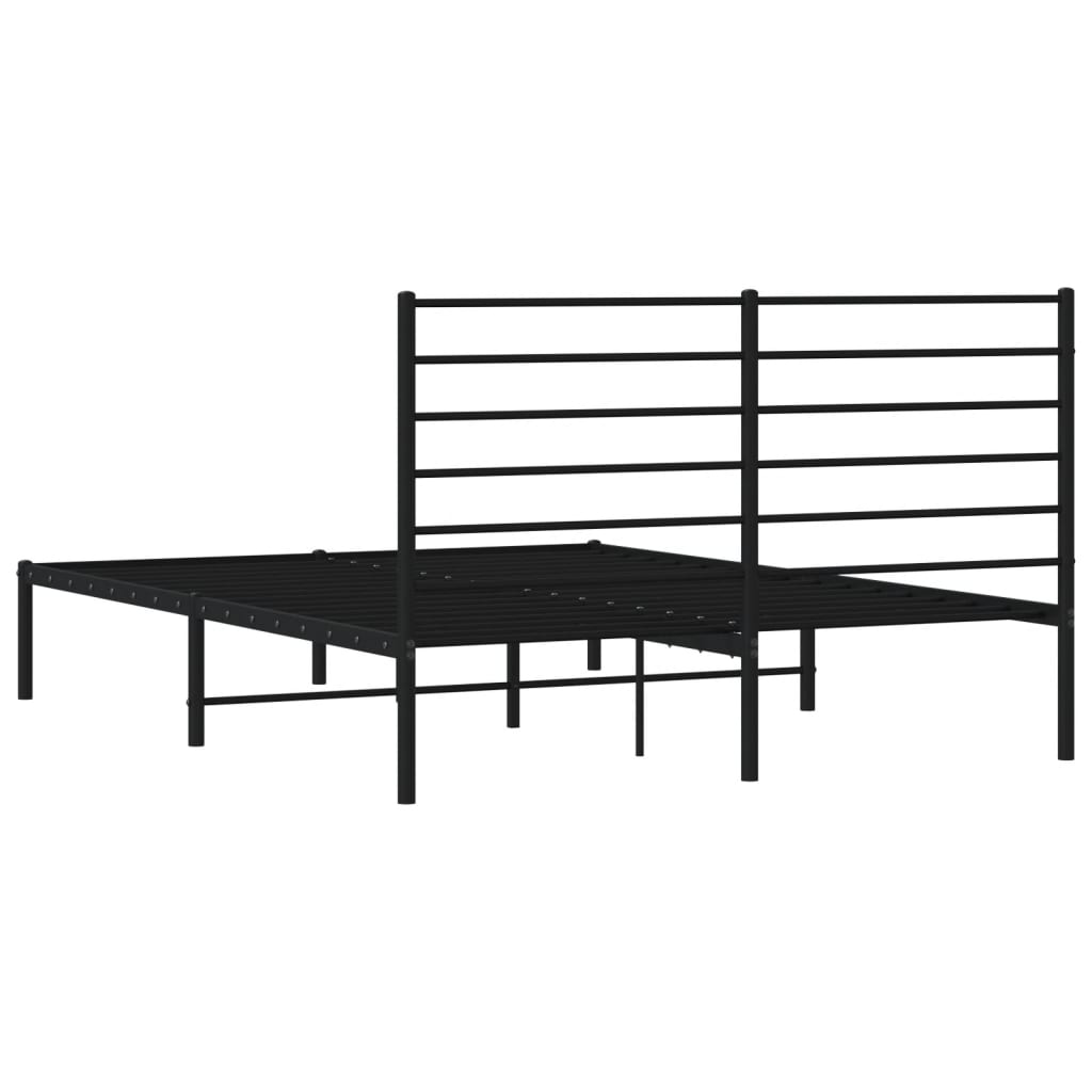 Bed frame with headboard metal black 120x200 cm