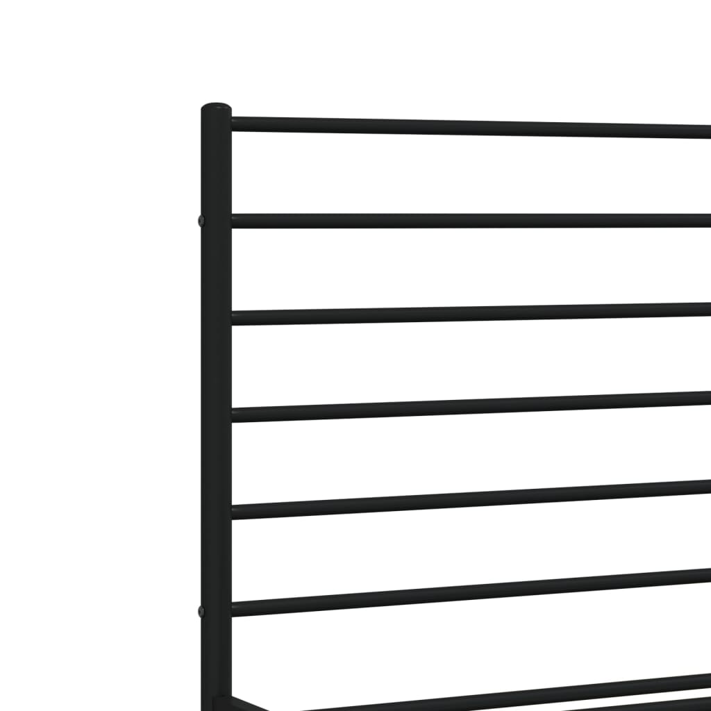 Bed frame with headboard metal black 120x200 cm