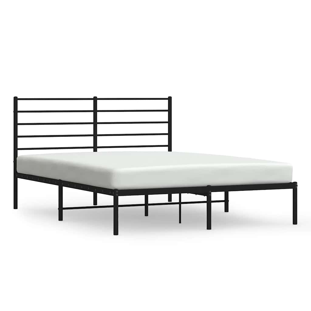 Bed frame with headboard metal black 135x190 cm