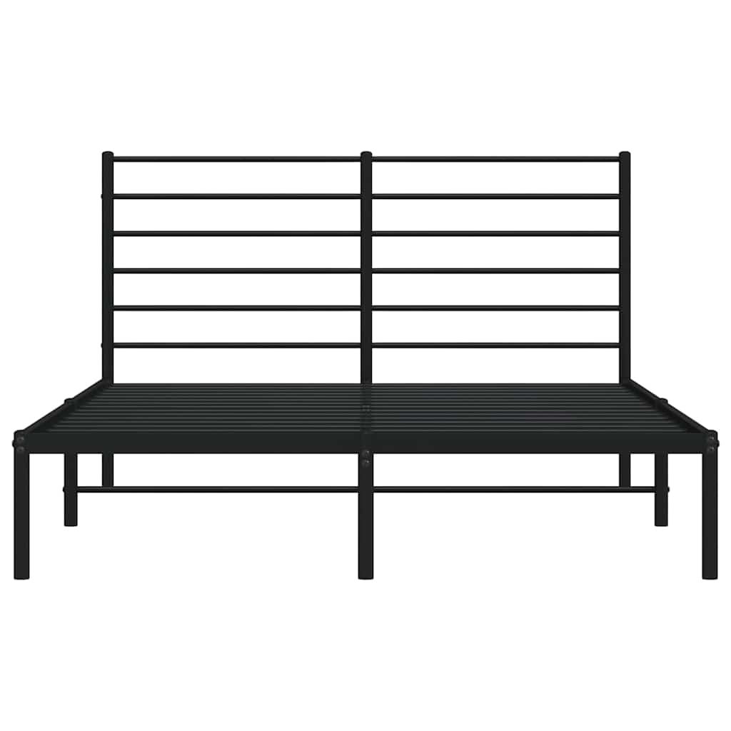 Bettgestell mit Kopfteil Metall Schwarz 135x190 cm