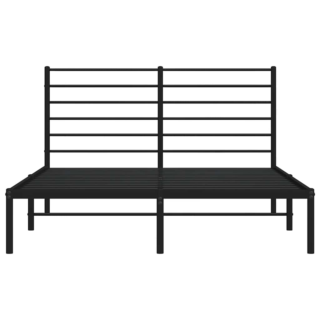 Bed frame with headboard metal black 135x190 cm