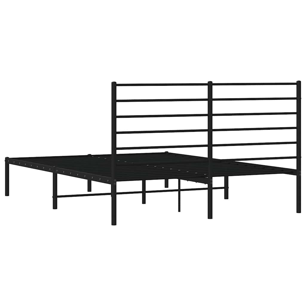 Bed frame with headboard metal black 135x190 cm