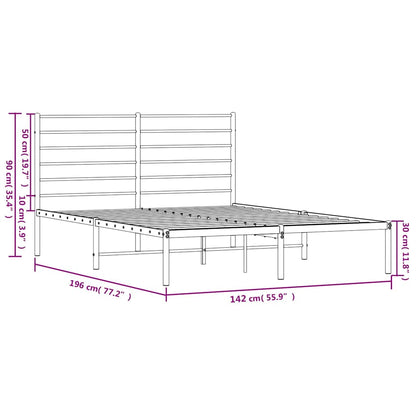 Bettgestell mit Kopfteil Metall Schwarz 135x190 cm